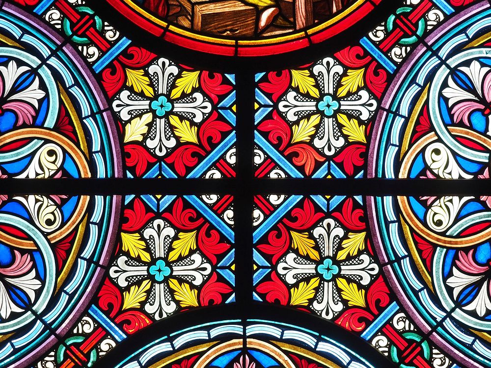 Historical glass painting in church, Free public domain CC0 photo.