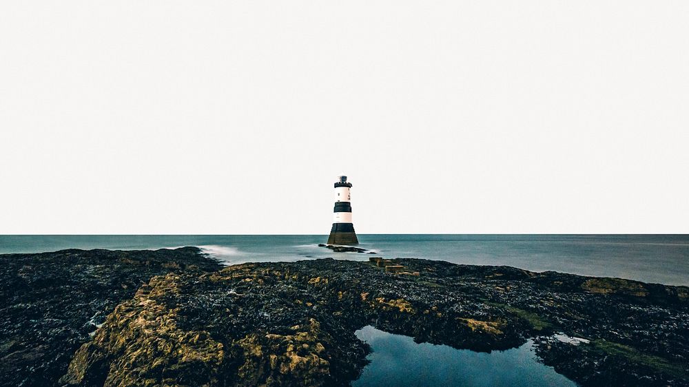 Lighthouse desktop wallpaper, ocean aesthetic background psd