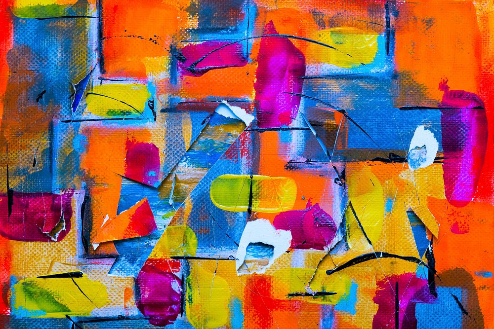 Free colorful abstract painting image, public domain design CC0 photo.