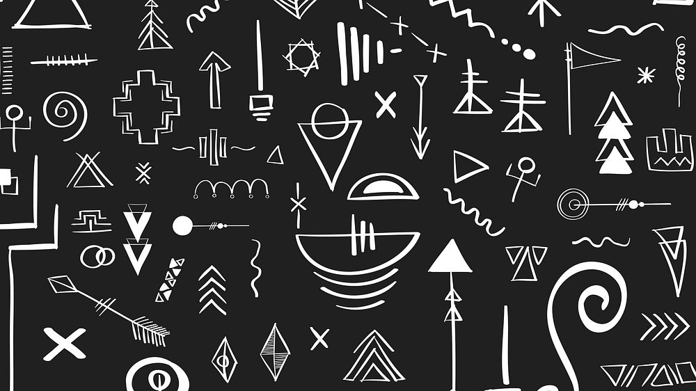 Bohemian tribal doodle pattern vector black background