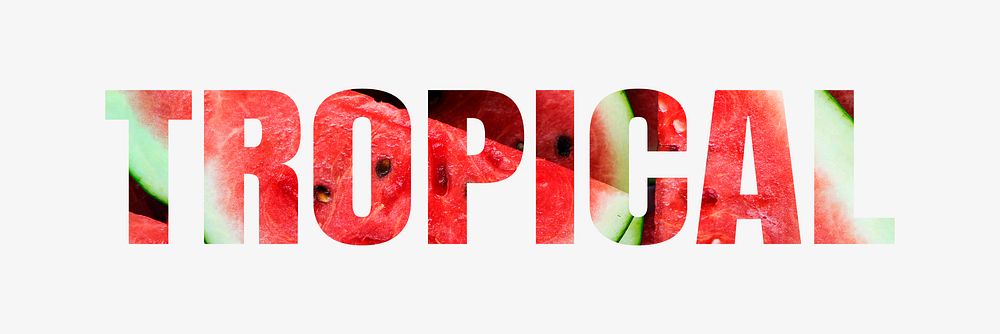 Tropical word typography, red watermelon