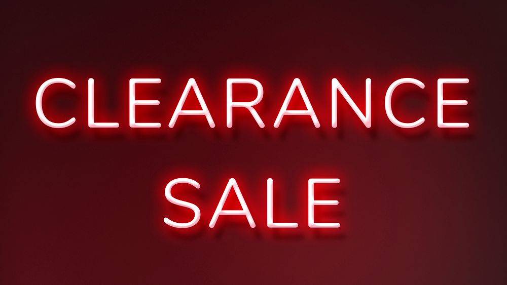 CLEARANCE SALE neon word typography on a red background