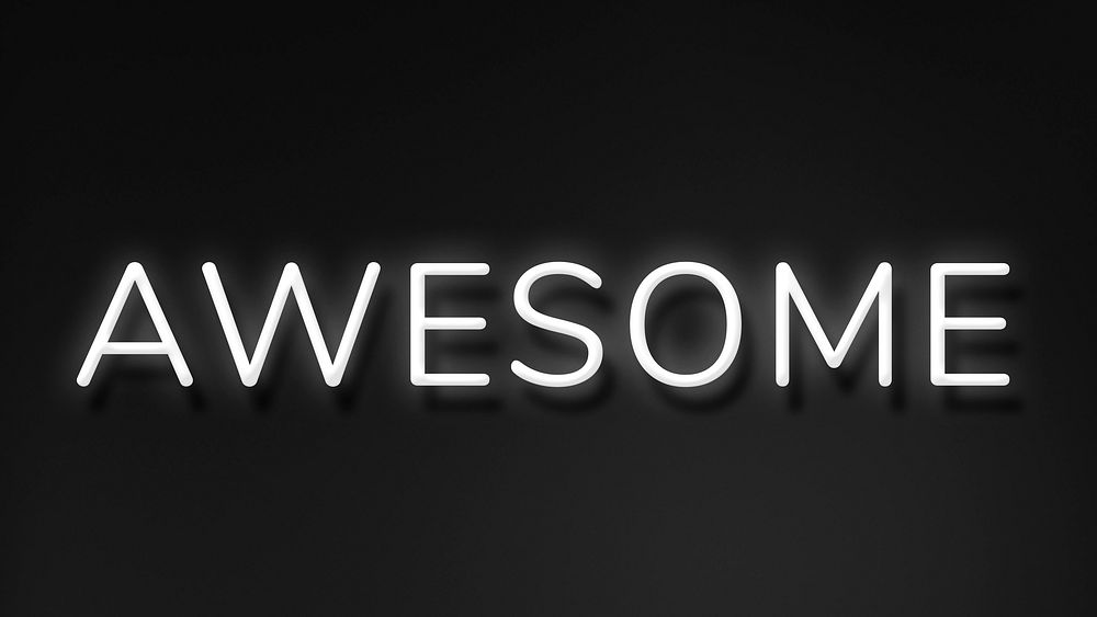 AWESOME neon word typography on a black background
