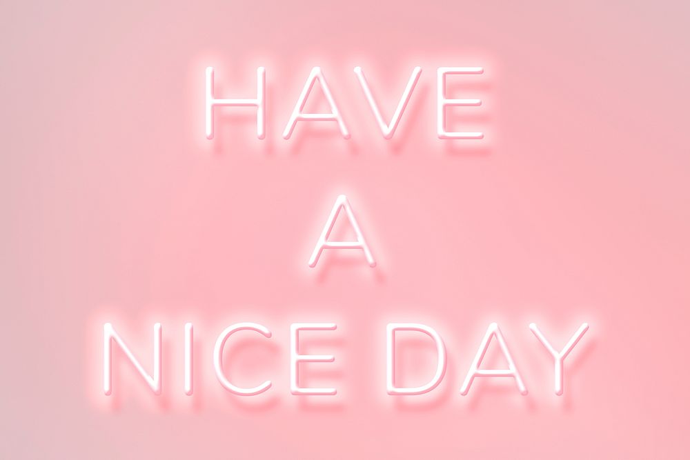 HAVE A NICE DAY neon phrase typography on a pink background