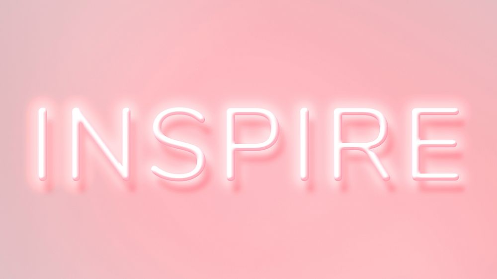 INSPIRE neon word typography on a pink background