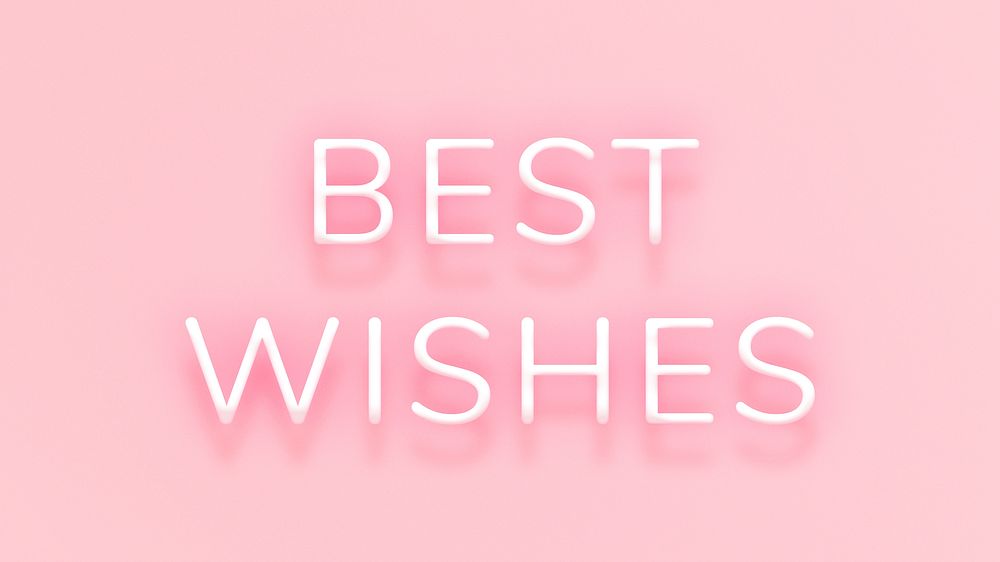Best wishes neon pink text on pastel pink background