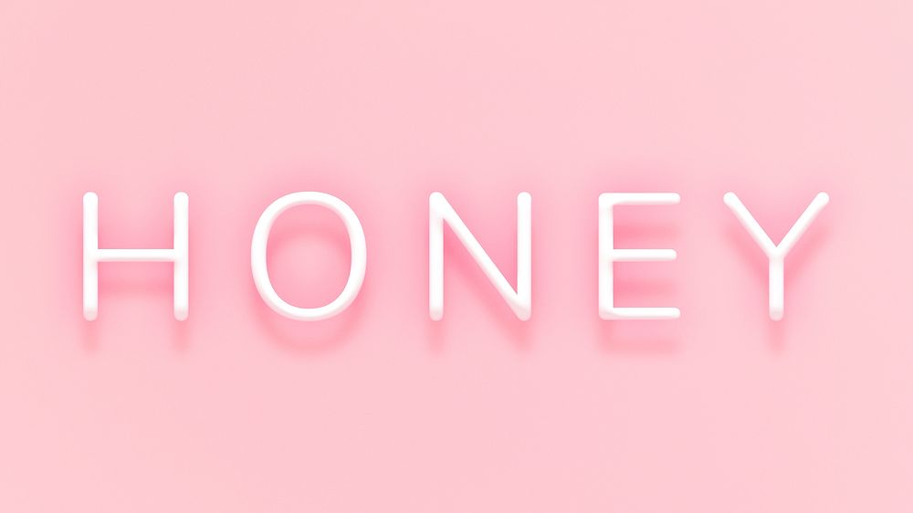 Honey neon pink text on pastel pink background