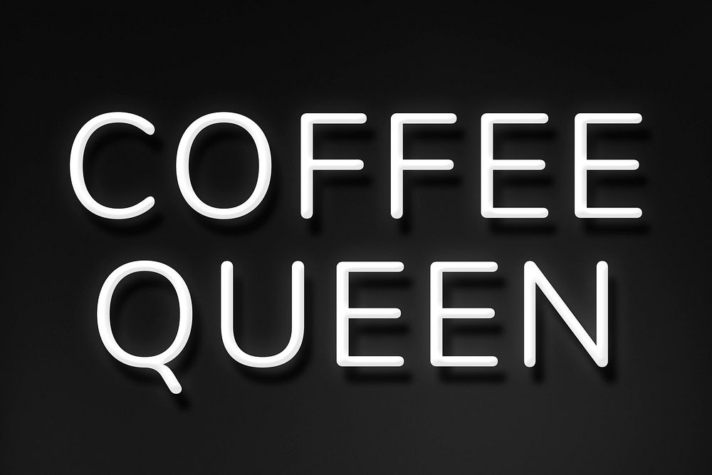 Black neon sign coffee queen phrase