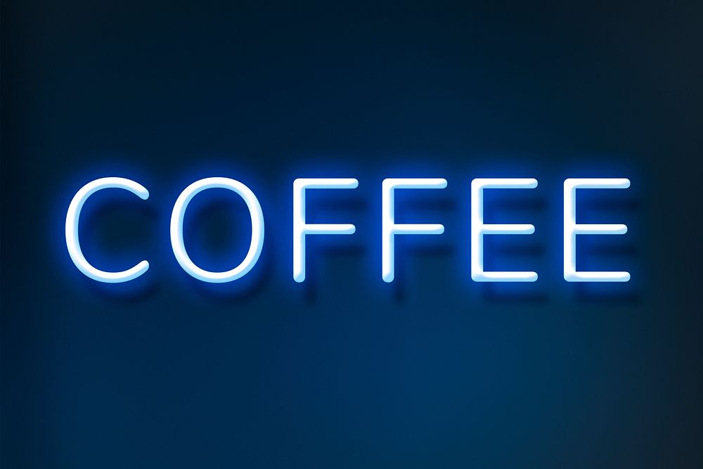Blue neon sign coffee word