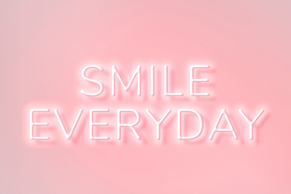 Glowing smile everyday text neon typography