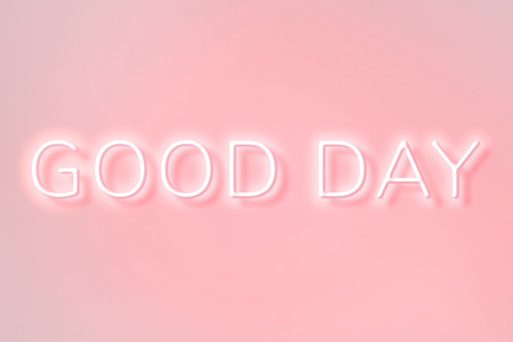 Glowing good day lettering neon typography
