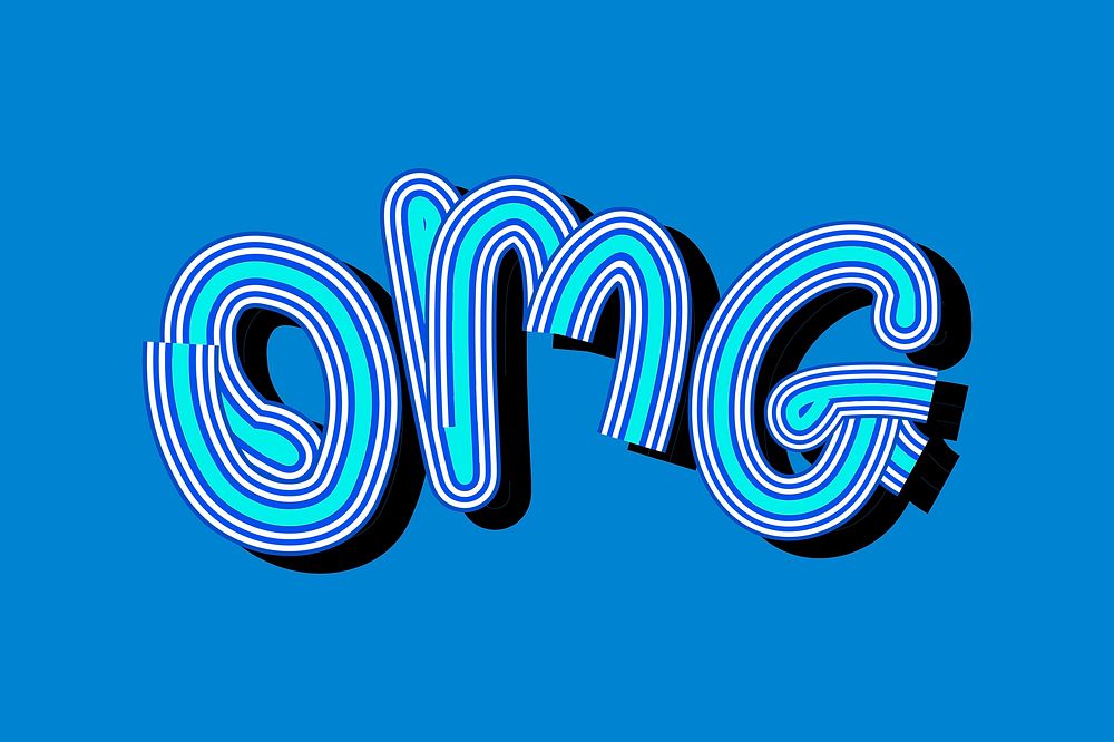 OMG retro font blue wallpaper calligraphy