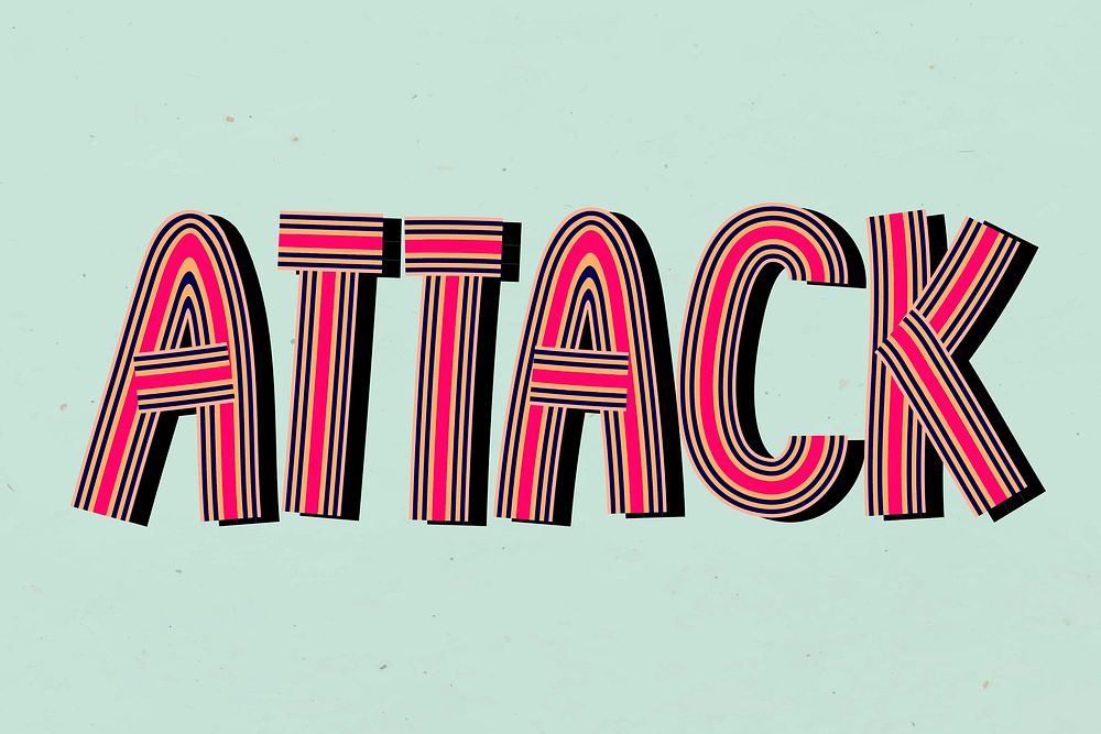 Retro attack lettering concentric effect font calligraphy