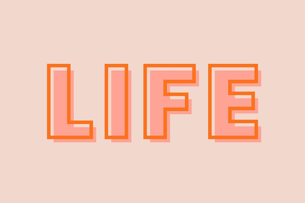 Life typography on a pastel peach background vector