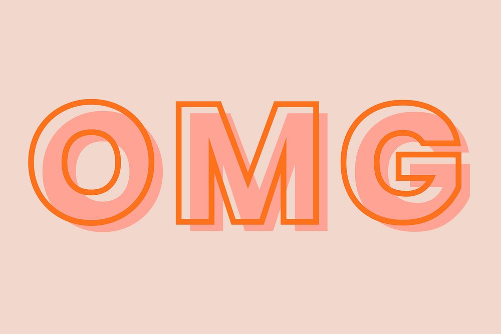 OMG typography on a pastel peach background vector