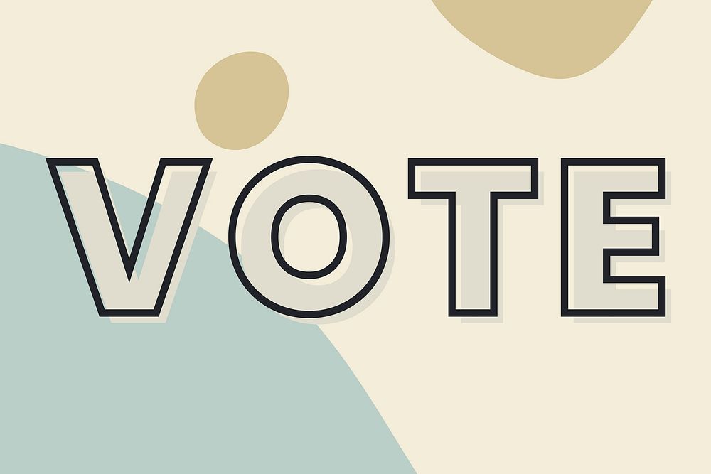 Vote typography on a green and beige background vector