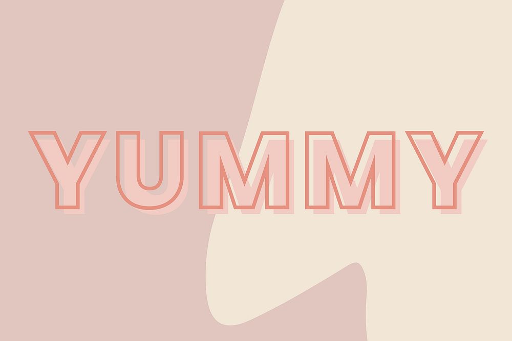 Yummy typography on a brown and beige background vector