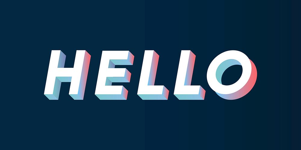 Isometric word Hello typography on a black background vector