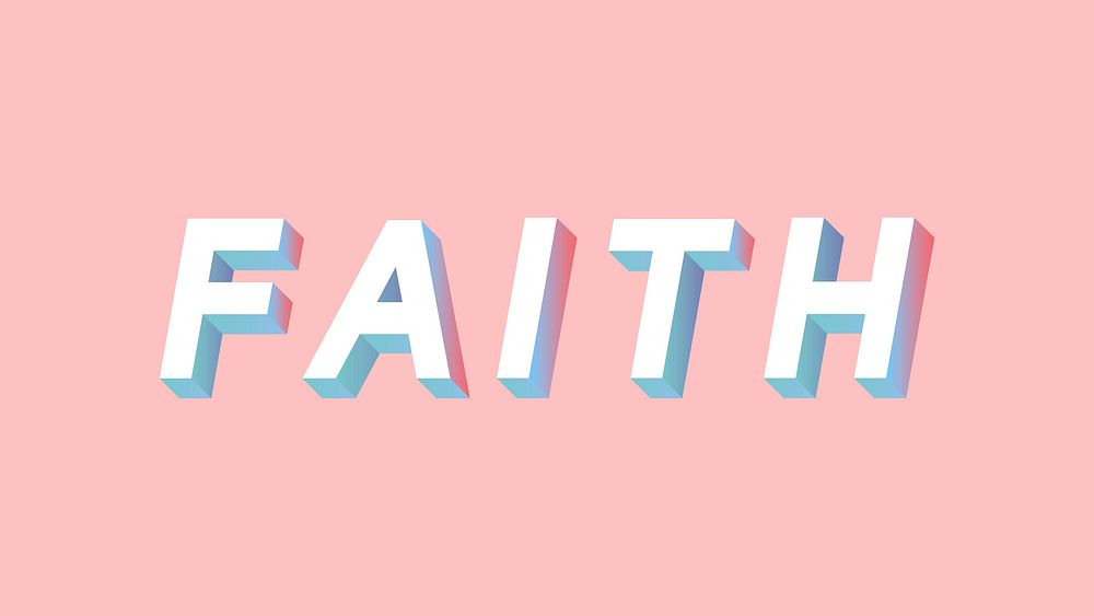 Isometric word Faith typography on a millennial pink background vector