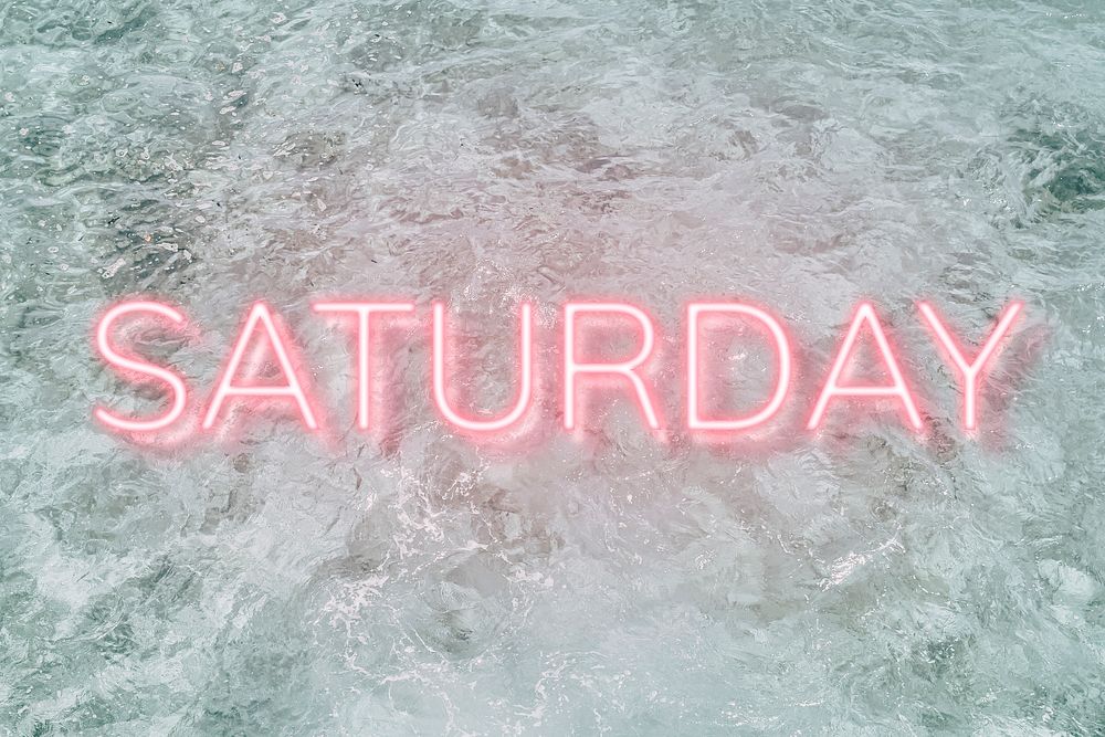 SATURDAY word pink neon typography