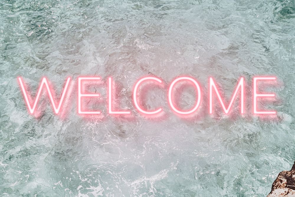 WELCOME word pink neon typography 