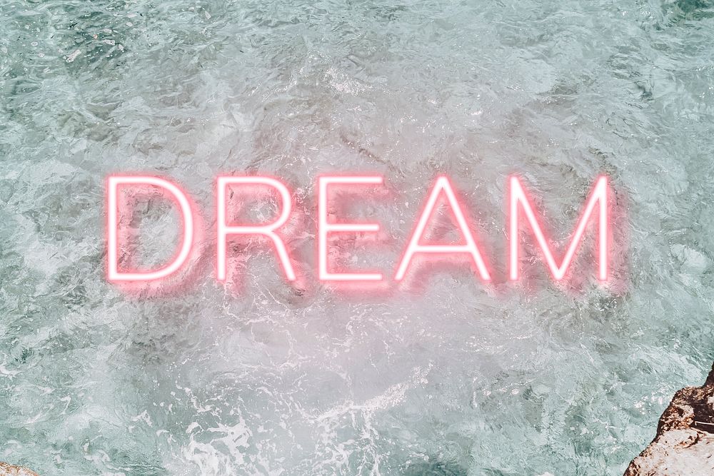 DREAM word pink neon typography