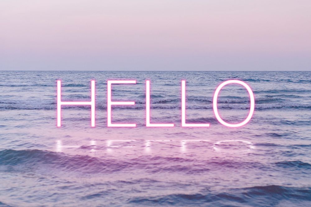 HELLO word pink neon typography