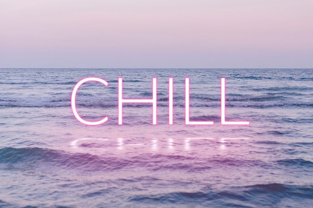 CHILL word pink neon typography