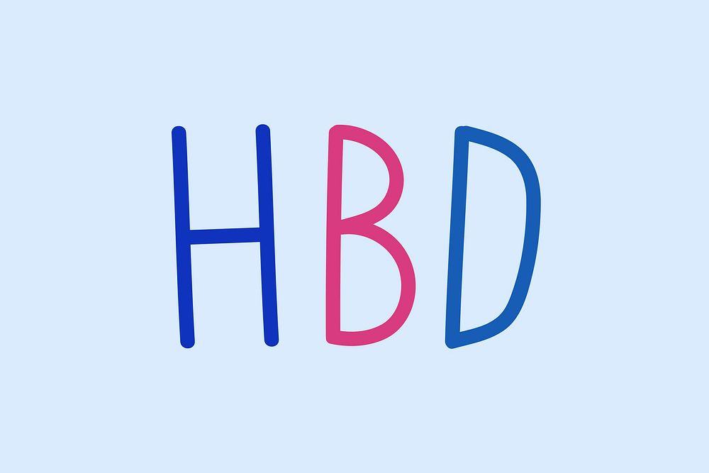 HBD colorful clipart word graphic