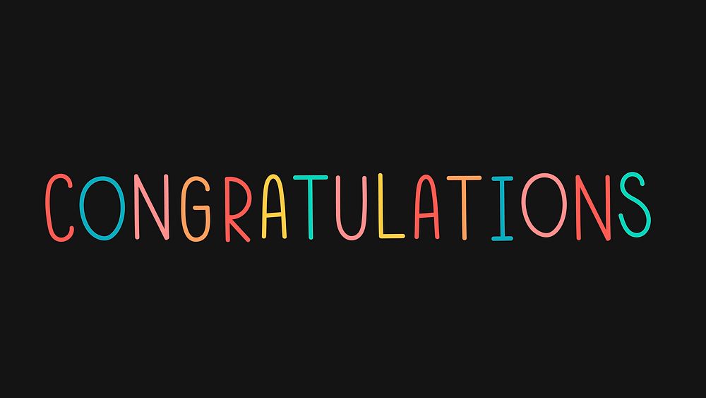 Colorful congratulations typography on a black background vector