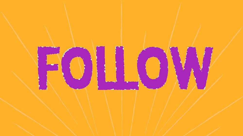Follow doodle typography on a yellow background vector