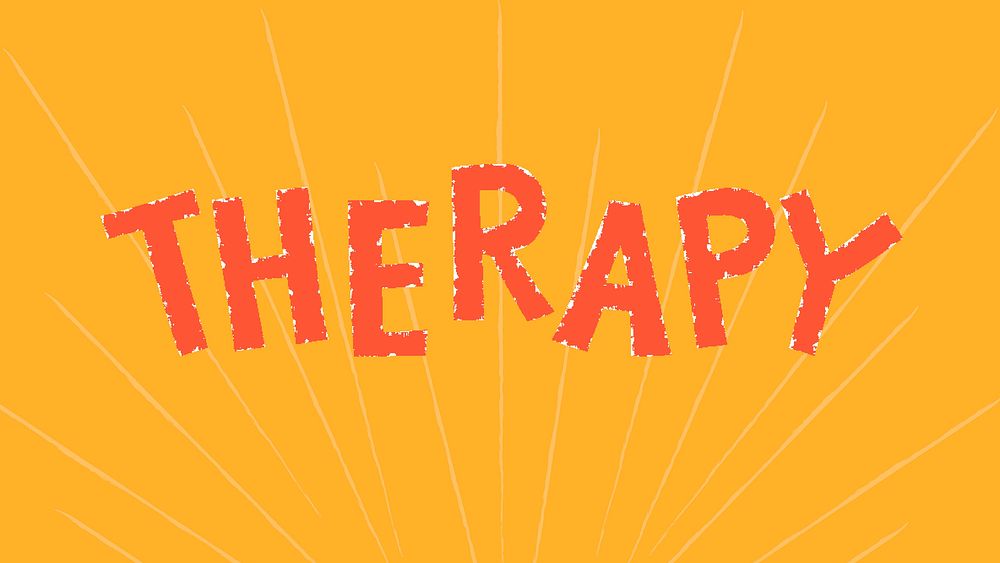 Therapy doodle typography on a yellow background vector