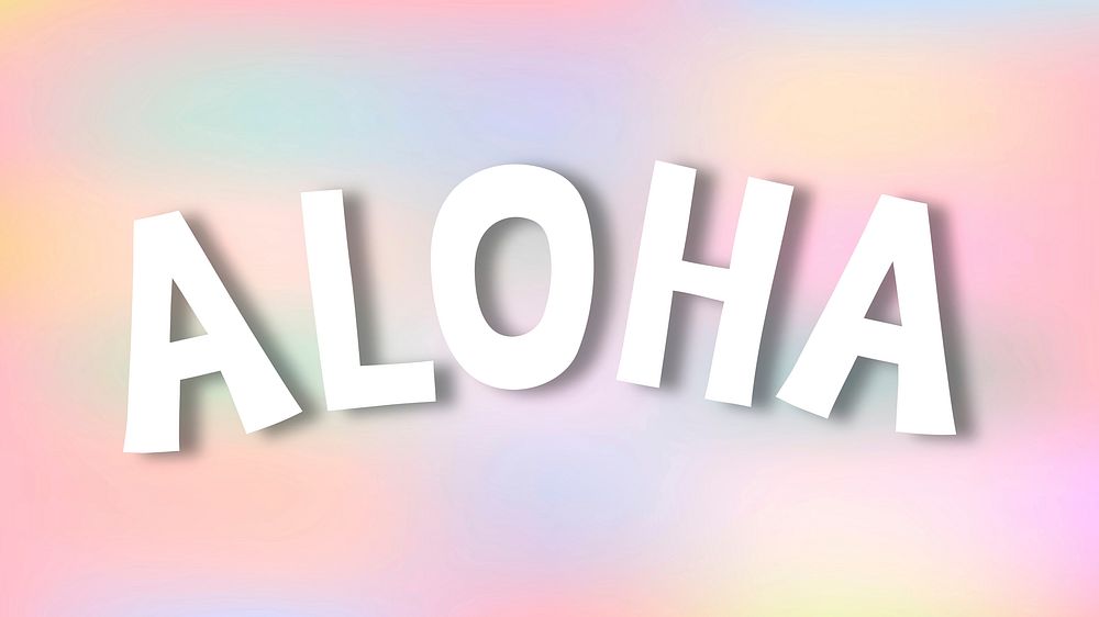 Aloha doodle typography on a pastel background vector