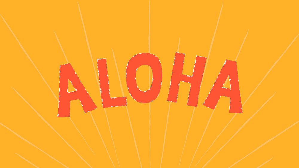Aloha doodle typography on a yellow background vector