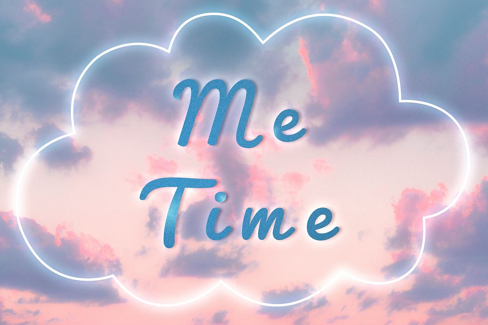 Me time blue neon light typography