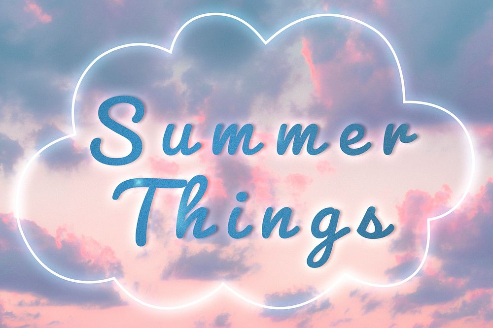 Summer things blue neon typography