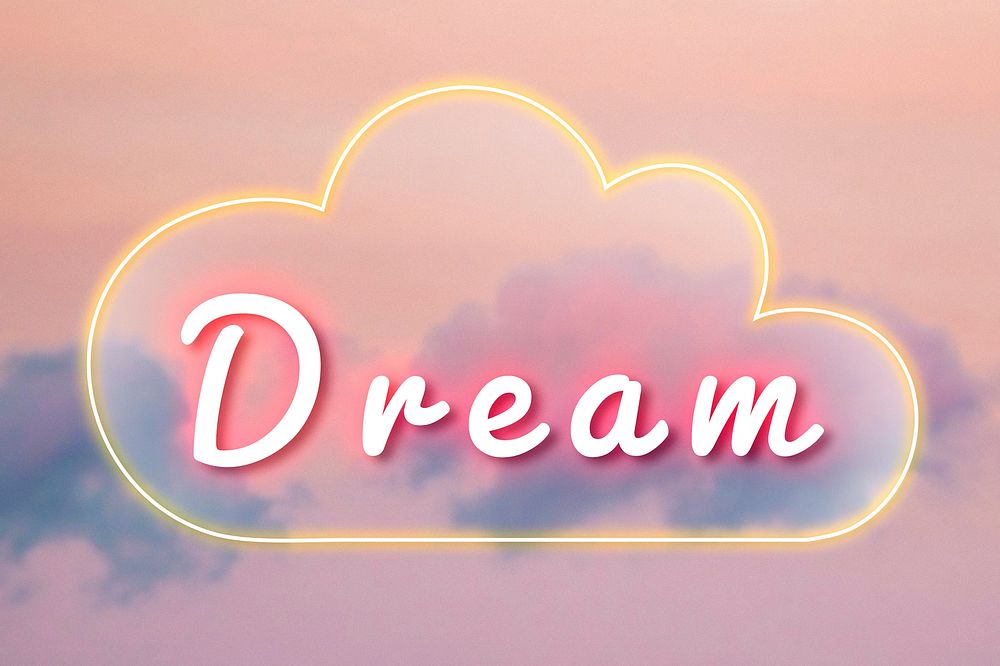 Dream pink neon light typography