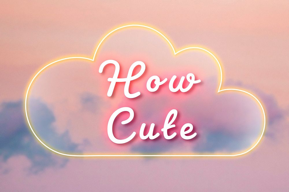 How cute pink neon light typography