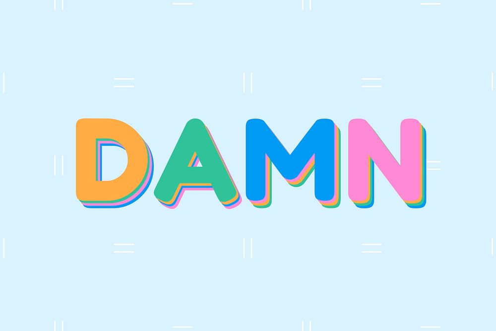 Damn colorful letter smooth font illustration