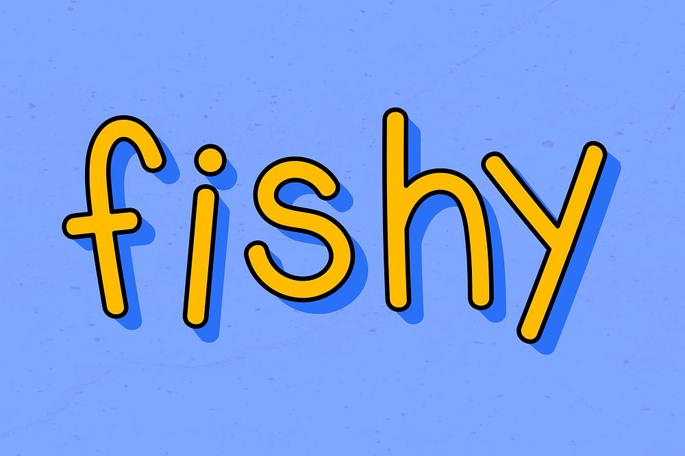 Yellow fishy typography on a blue background vector