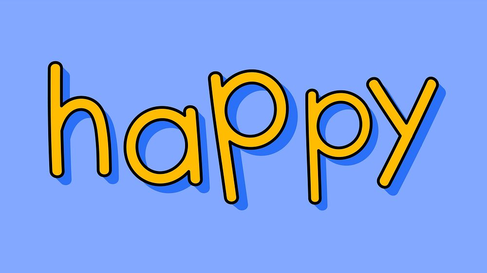 Yellow happy typography on a blue background vector