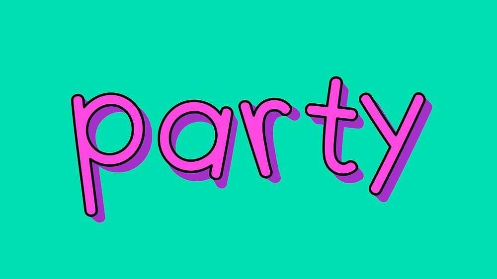 Purple party typography on a green background vector