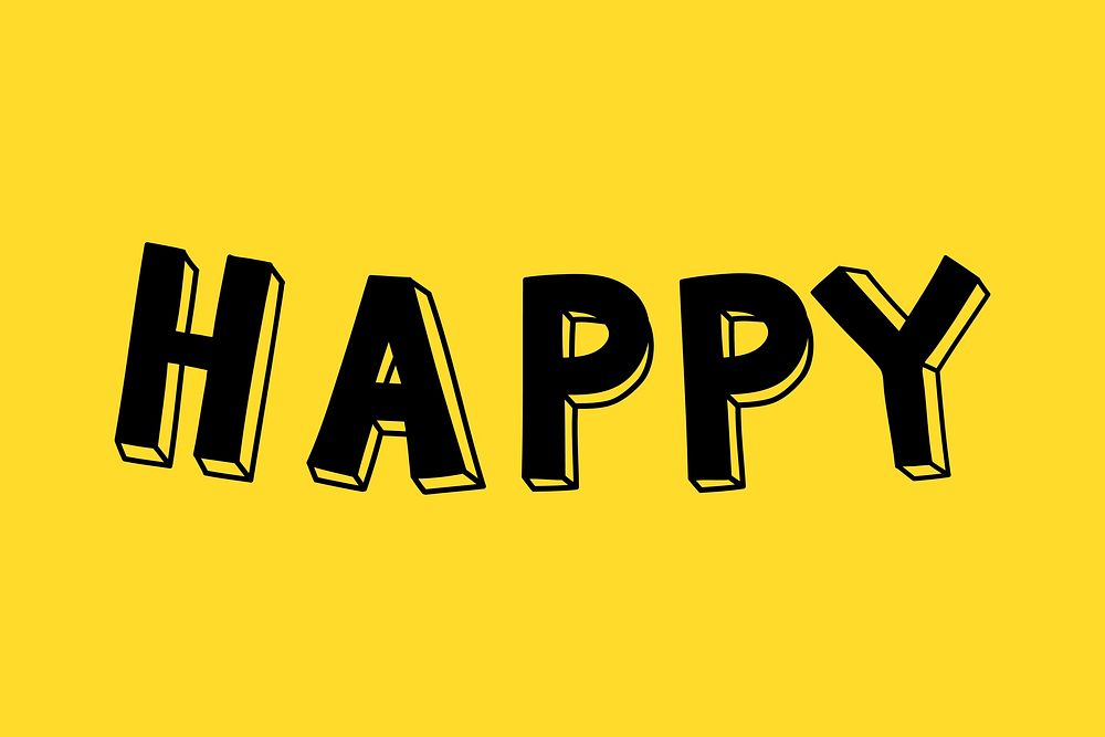 Happy boldface vector word typography