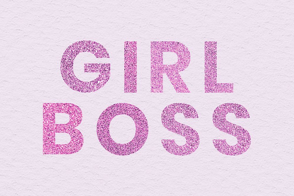 Glitter pink Girl Boss word typography with textured background