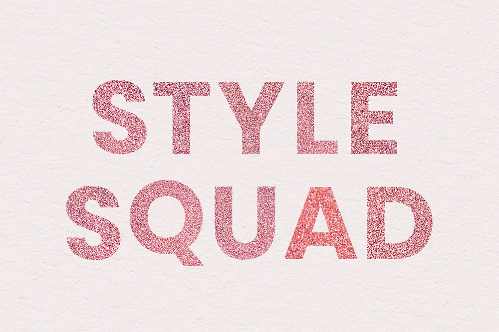 Style Squad red glittery trendy word on nude color wallpaper