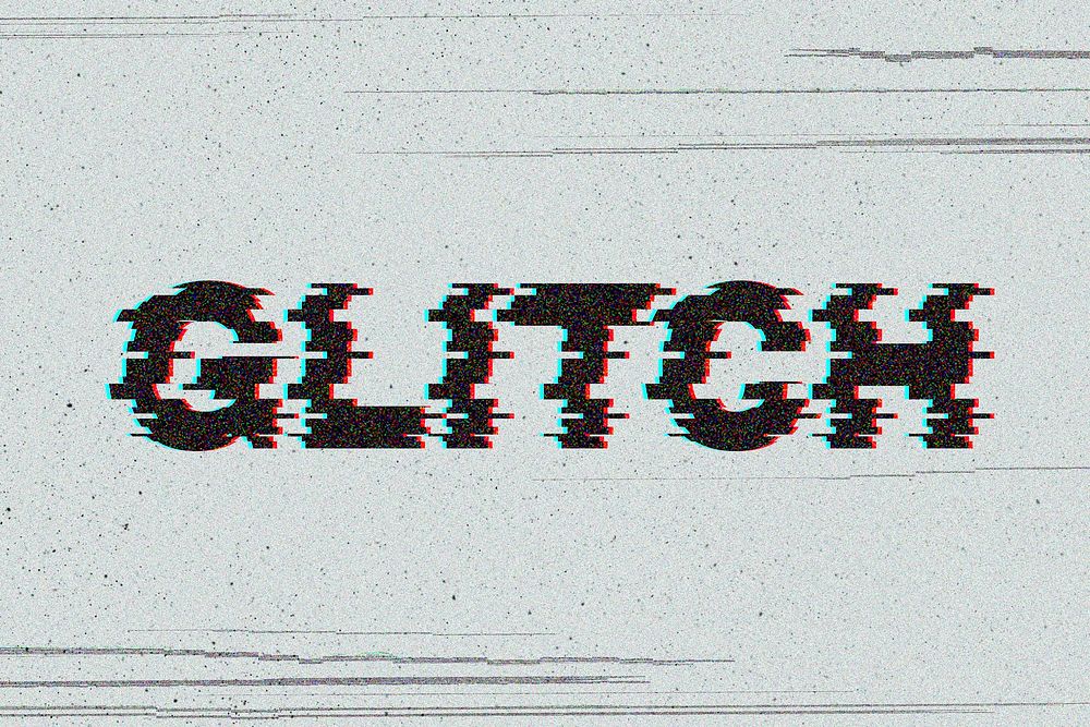 Glitch blurred effect typography on a gray background