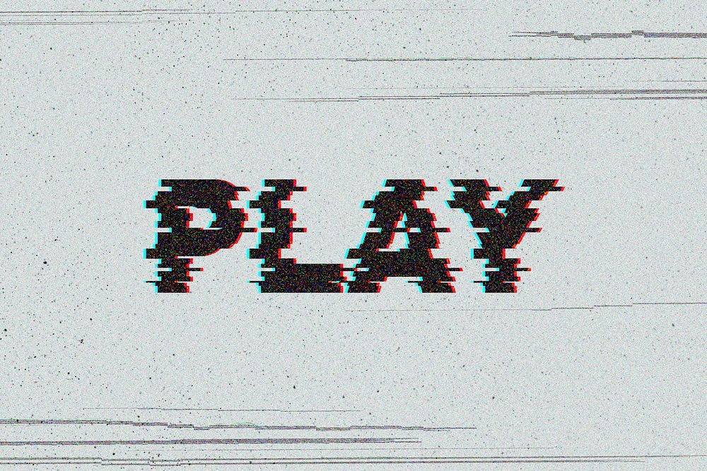 Play glitch effect typography on gray background