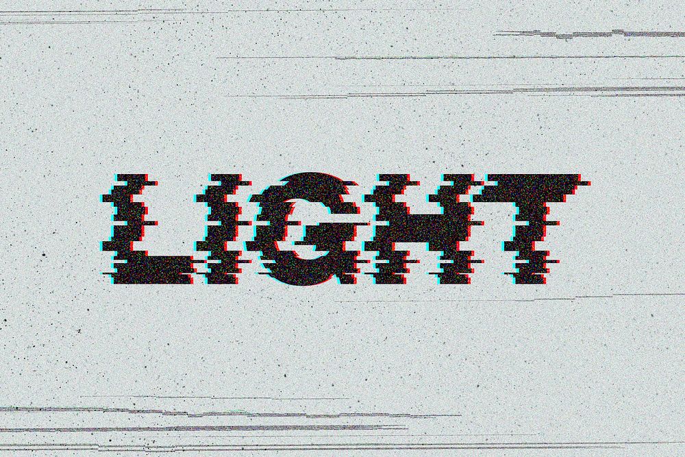 Light glitch effect typography on gray background