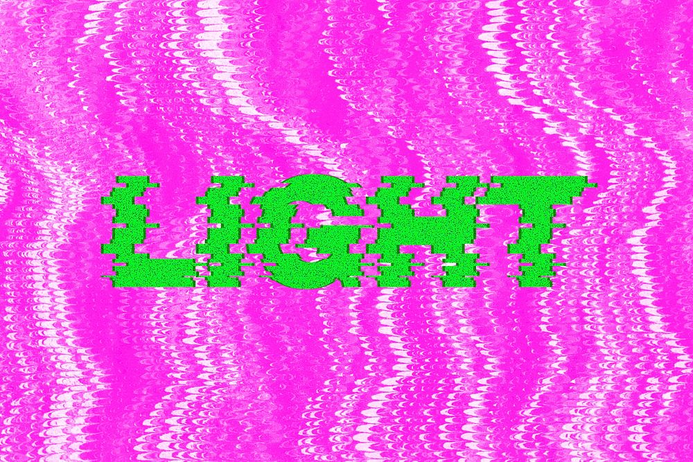 Light glitch effect typography on pink background