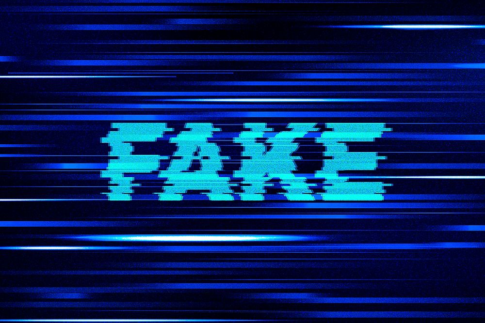 Fake glitch effect typography on a blue background